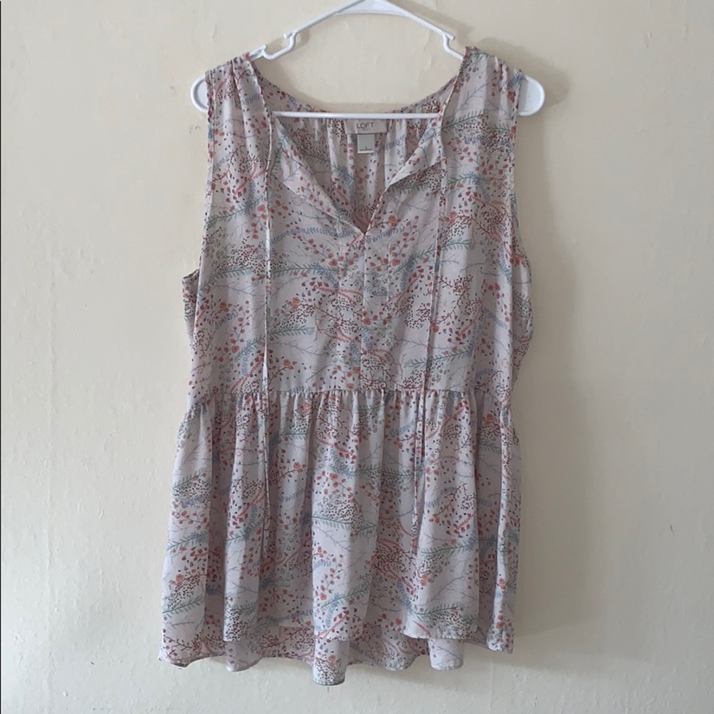 LOFT Sleeveless Floral Peplum Top